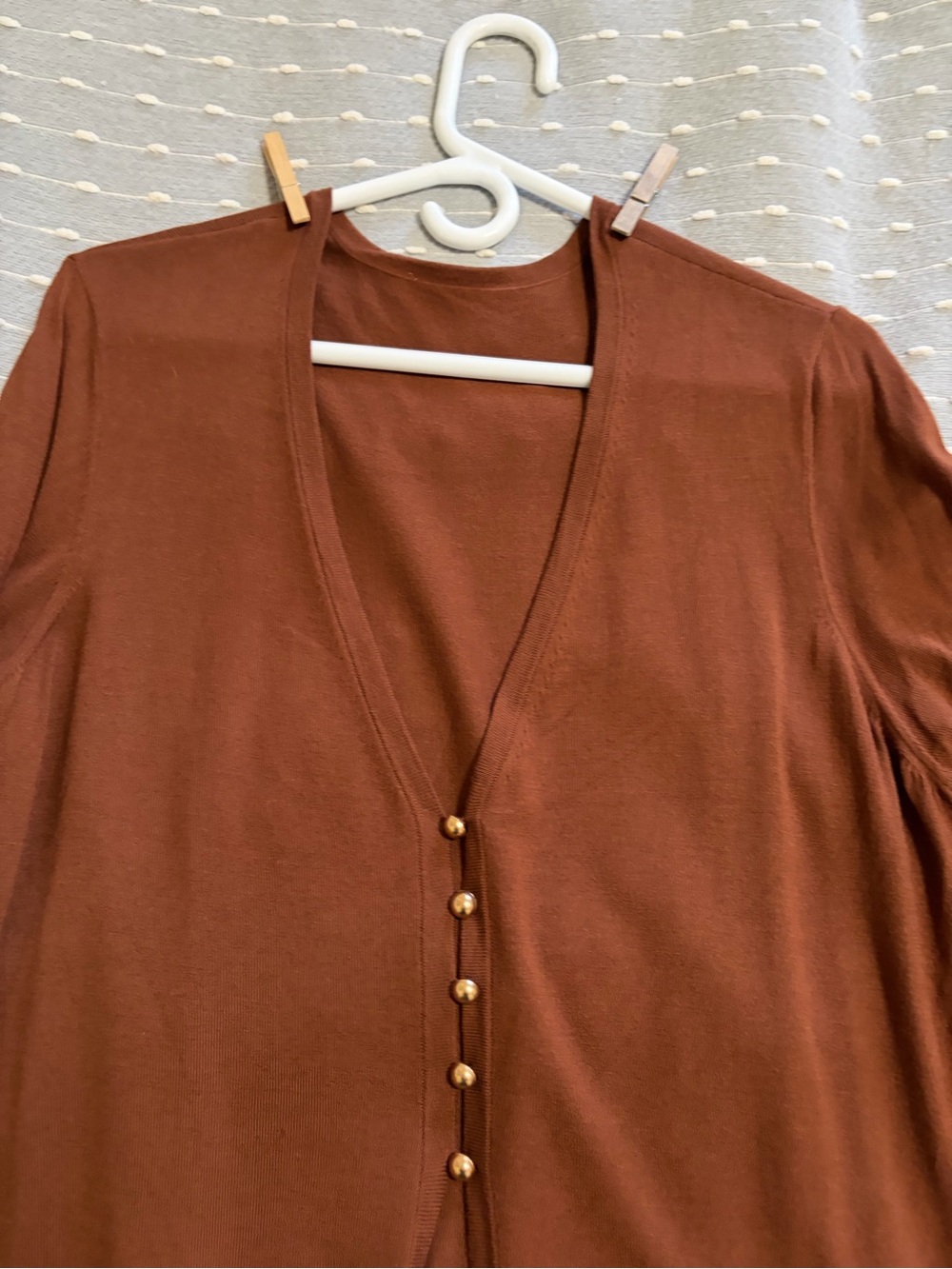 Brown Button-Front Lightweight Cardigan